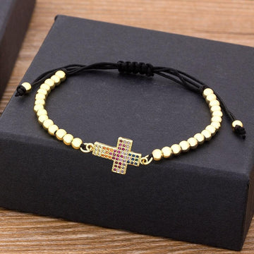 New Trendy Jesus Cross Bracelet High Quality AAA Cubic Zirconia Crystals Handmade Adjustable Bracelet - The Jewellery Supermarket